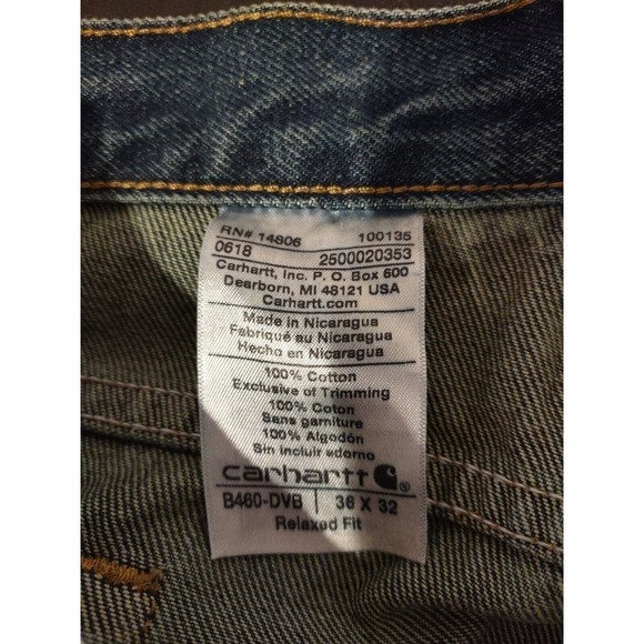 Carhartt Relaxed Fit Straight Leg Blue Jeans Mens 36 x 32 NWT Denim Medium Wash - Picture 7 of 7